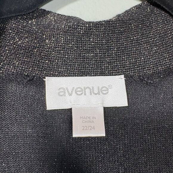 Avenue Black Glitter Glam Open Front Cardigan Sweater - 22/24 - Womens Plus Size - Picture 3 of 6